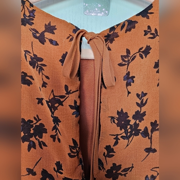 Womens Kimchi Blue Urban Outfitters Frock Orange Terra Cotta Floral Mini XS - Picture 6 of 10